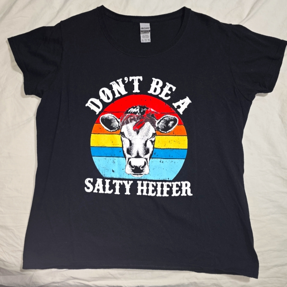 Gildan Black 'Don't Be a Salty Heifer' Graphic Tee